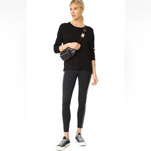 SPANX WOMEN'S PANEL FAUX LEATHER BLACK PONTE LEGGING PANTS 20135R XL